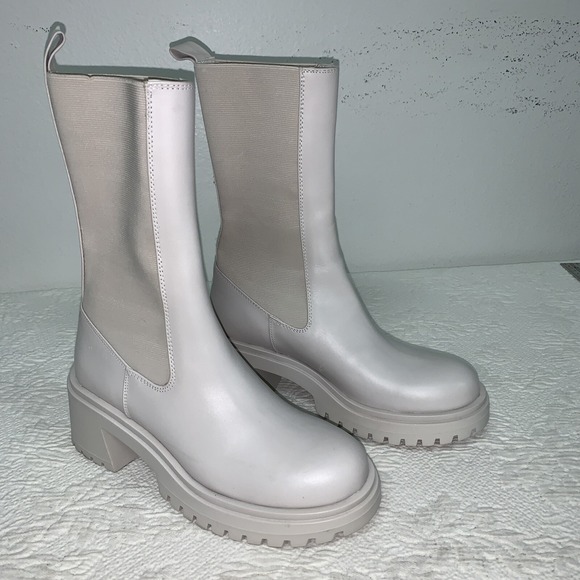 Steve Madden Shoes - Steve Madden Hesitant Bone Block Heel Pull On Mid Calf Chunky Moto Ankl Boot 7.5
